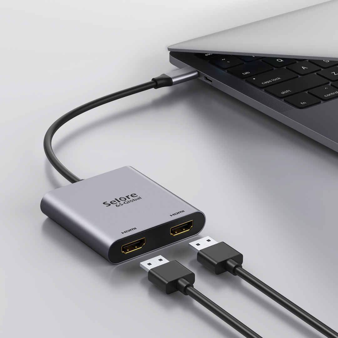 Selore USB C to Dual 4K DisplayPort Adapter