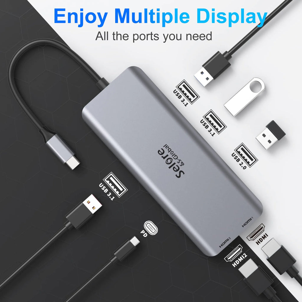 Selore Docking Station 7 IN 1 with Dual HDMI