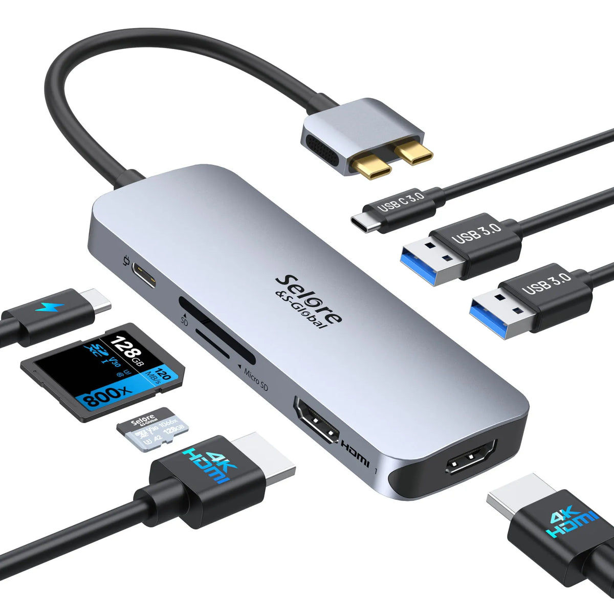 Selore 8 in 2 Docking Station Dual Monitor for MacBook Pro Air with Du