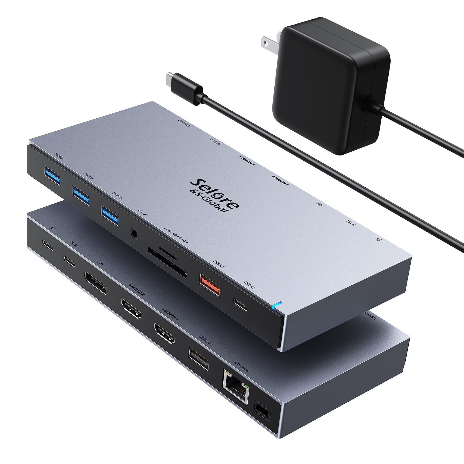 Selore Multiple-Display USB C docking station to dual HDMI 4K (7 in 1)