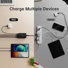 Selore 65W 6 Port Multiple USB Charging hub Fast USB C Charger Block