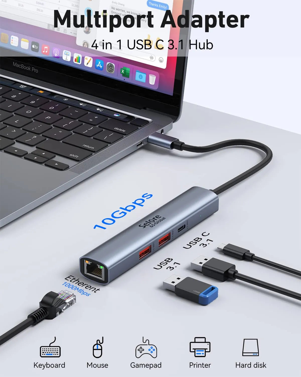 Rise trappe Klassifikation SELORE 10G USB C HUB to Ethernet Adapter for MacBook Pro