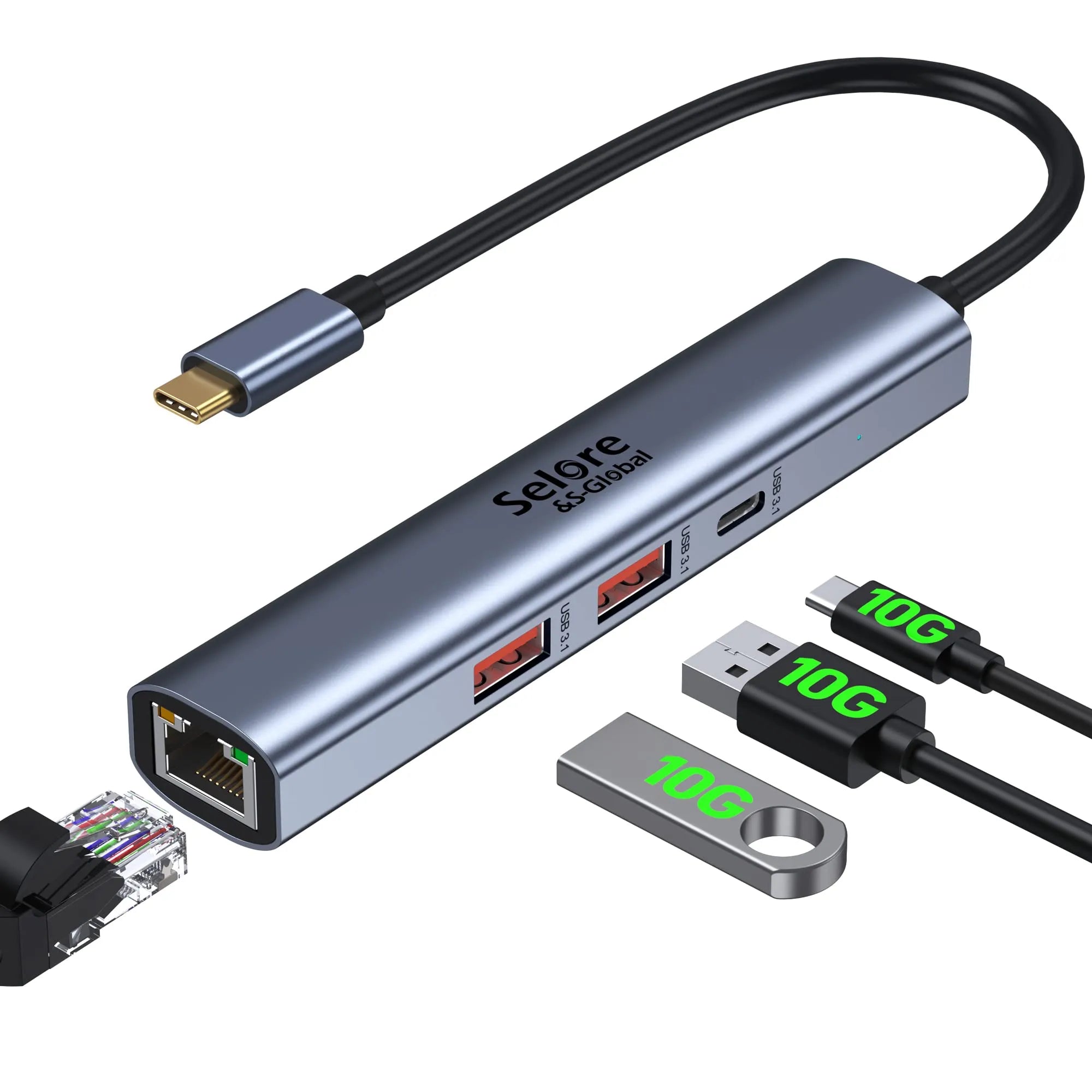 Selore 10G USB C HUB to Ethernet Adapter for MacBook Pro