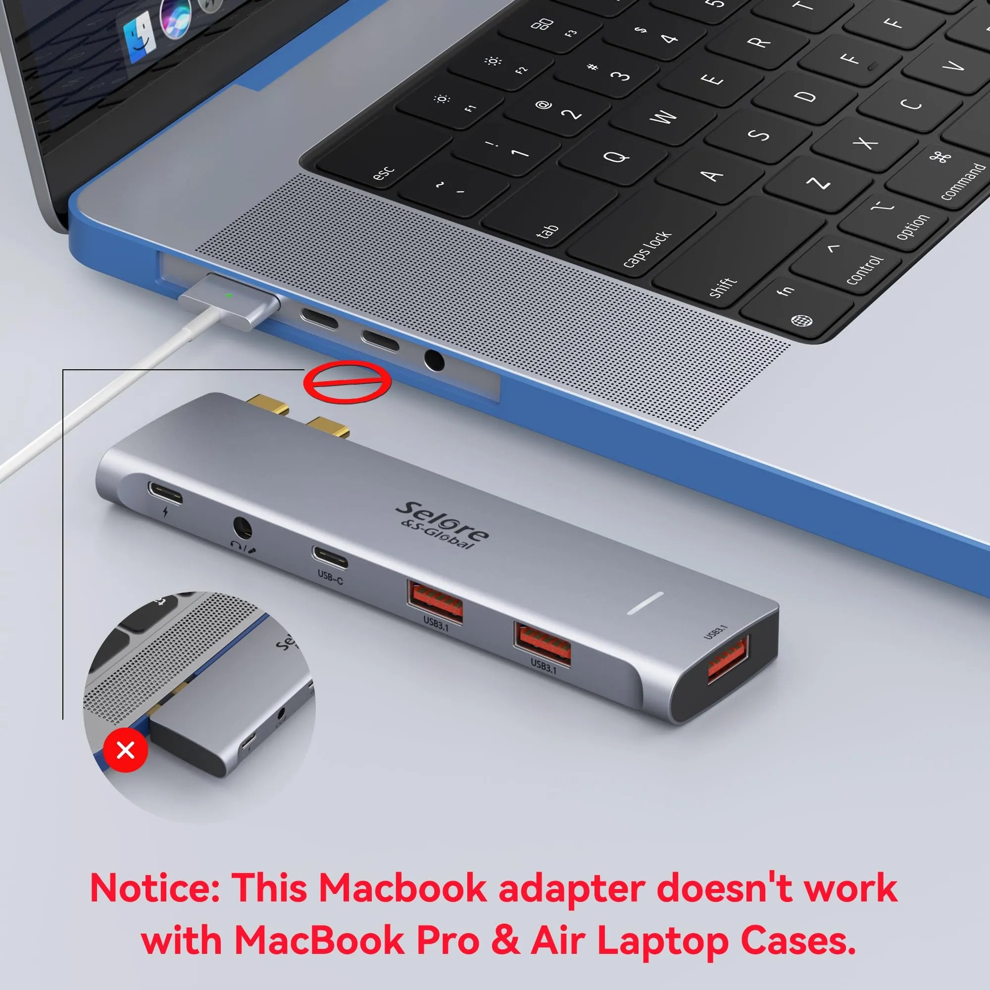2€ sur Adaptateur MacBook, USB Type C, 6 en 1, Gris - Hub USB