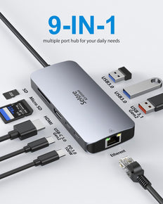 Selore Docking Station 9 IN 1 with Dual USB C 3.1