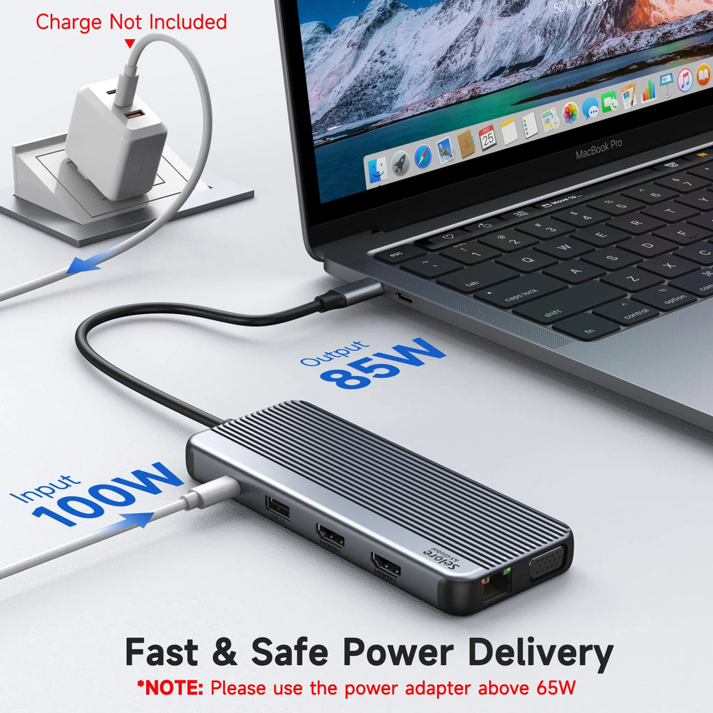 Selore 11 in 1 Laptop Docking Station, Fast & Safe Power Delivery