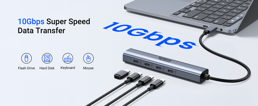 Selore USB C HUB Adapters with 10Gbps 4 Ports