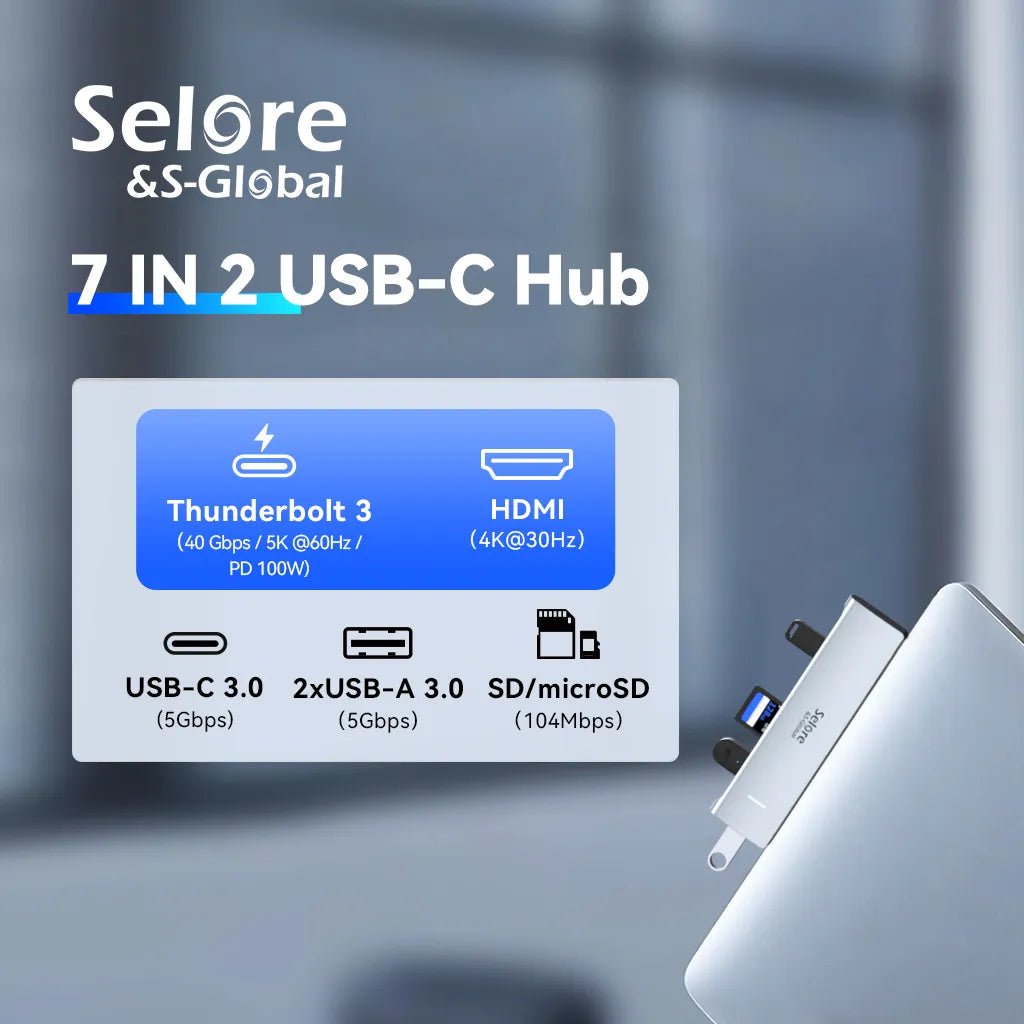 Selore USB C Adapter HDMI Hub for MacBook Pro 7 IN 2