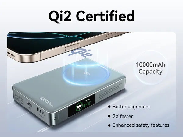 10,000mAh Apple MagSafe Power Bank | 15W Qi2 Charging & Active Cooling
