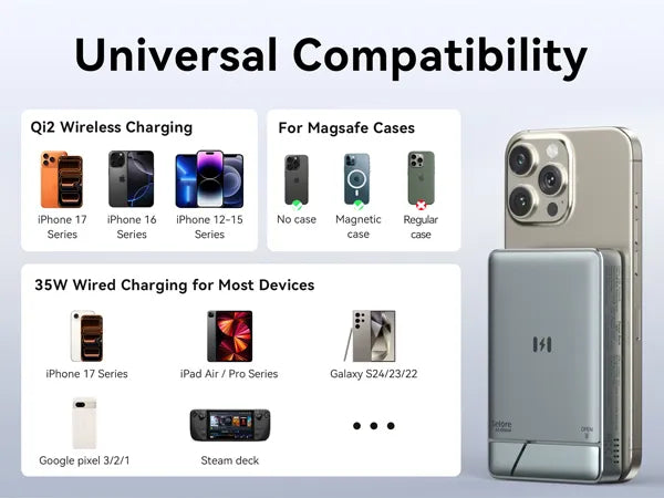 10,000mAh Apple MagSafe Power Bank | 15W Qi2 Charging & Active Cooling