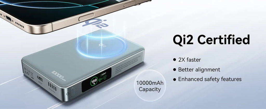 10,000mAh Apple MagSafe Power Bank | 15W Qi2 Charging & Active Cooling
