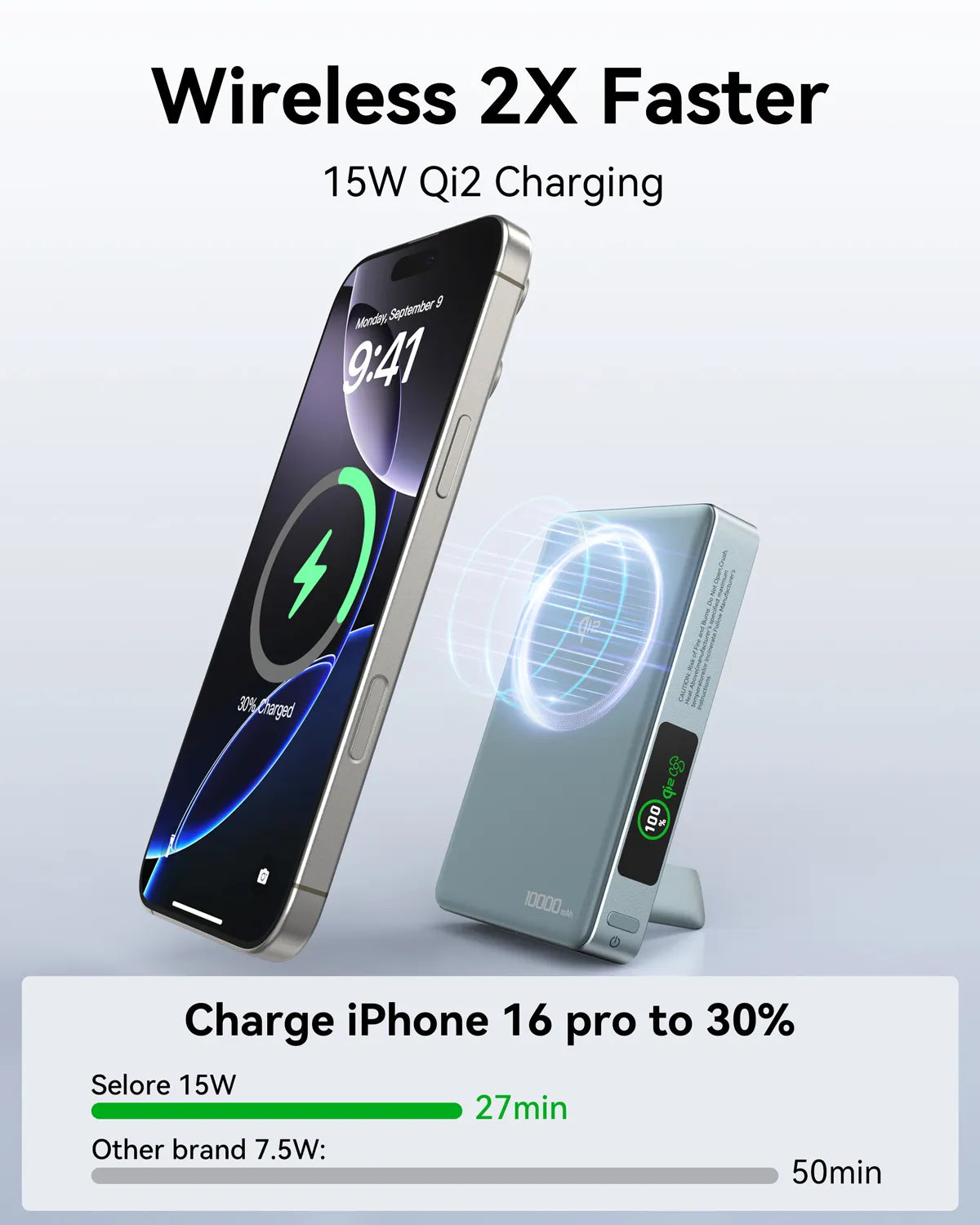 10,000mAh Apple MagSafe Power Bank | 15W Qi2 Charging & Active Cooling