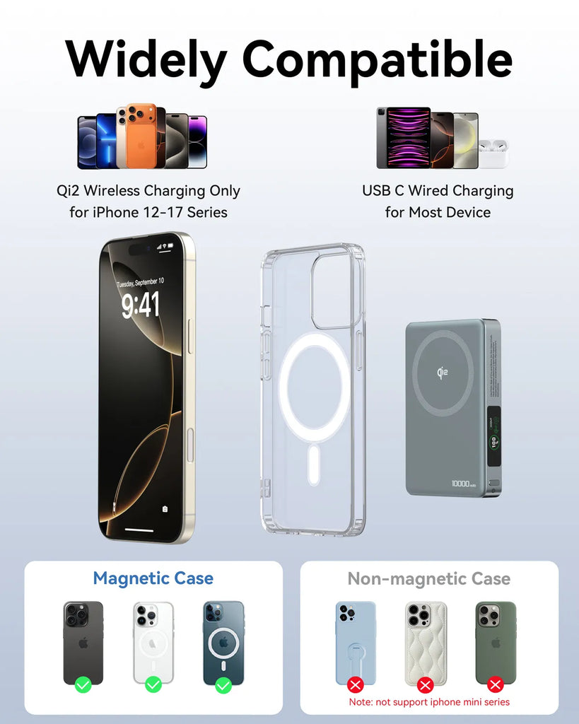 10,000mAh Apple MagSafe Power Bank | 15W Qi2 Charging & Active Cooling