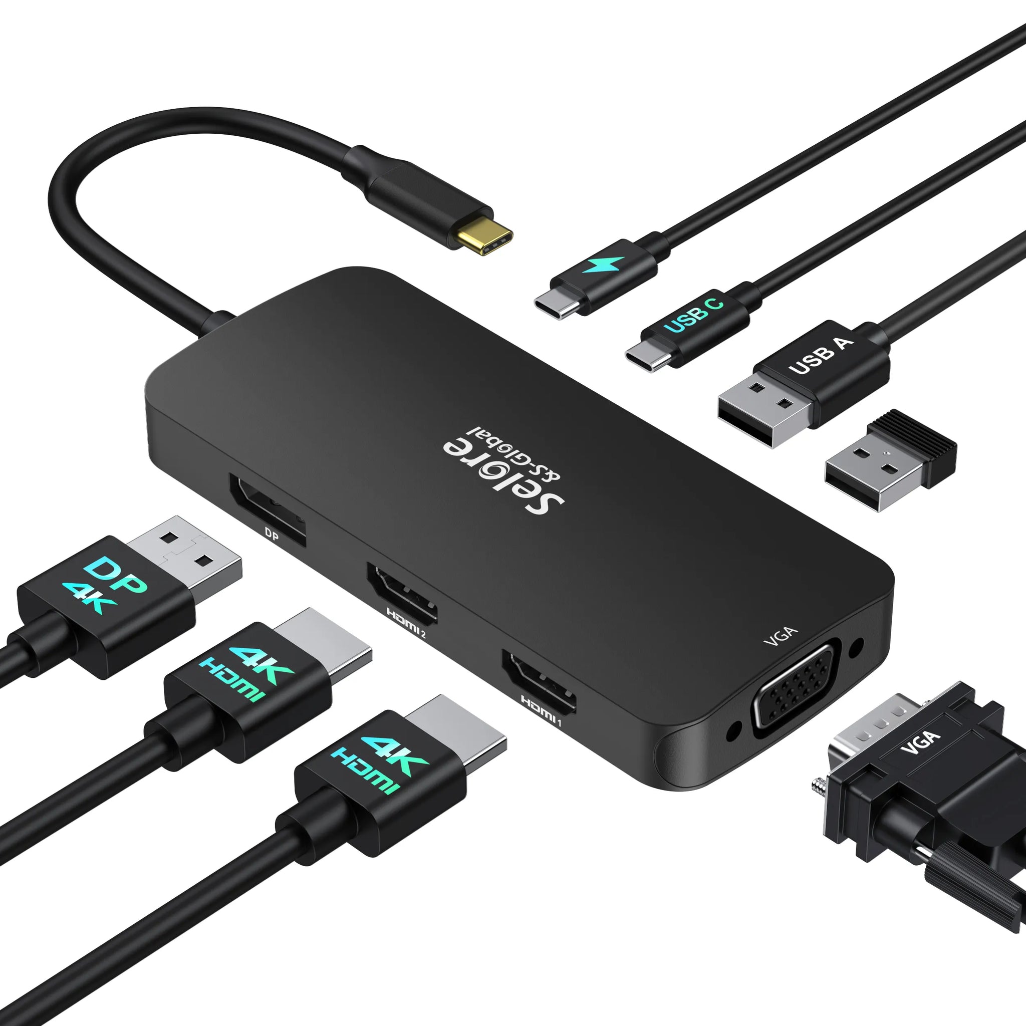 Selore USB C Hub Multiple Monitor Adapter