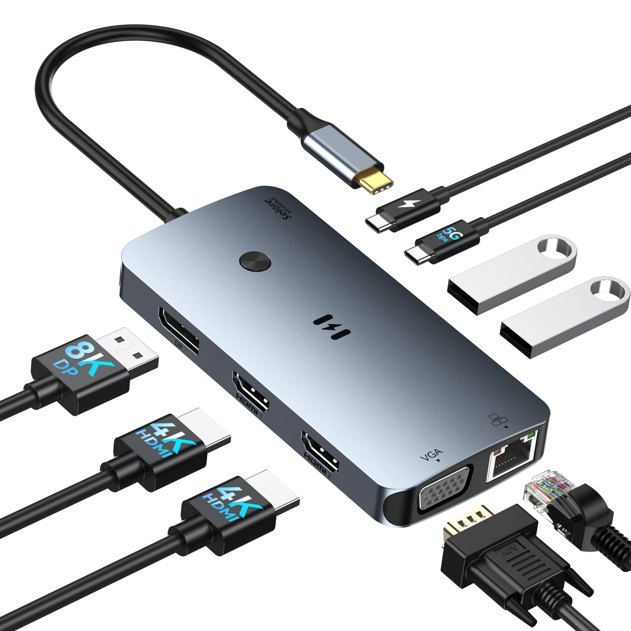 Selore 10-in-1 USB C Docking Station Dual Monitor Adapter
