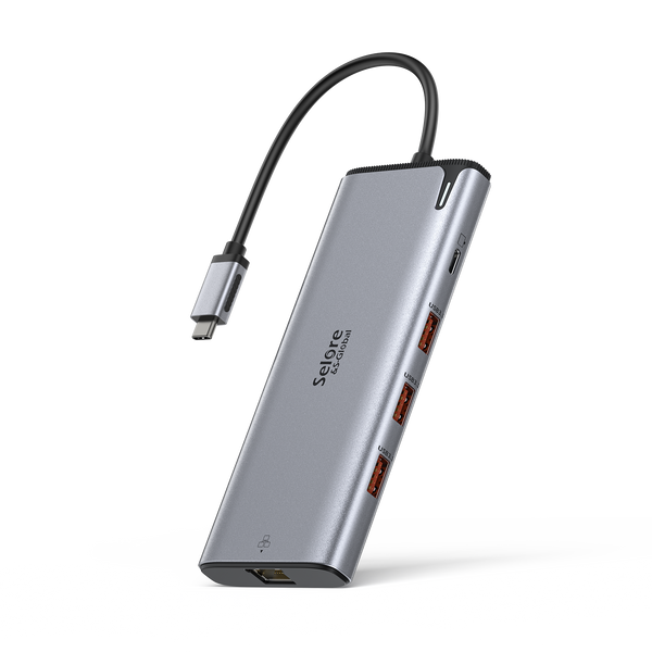 Selore USB C to USB C Hub Dual Monitor Adapter with 8K@60Hz USB4 Displ